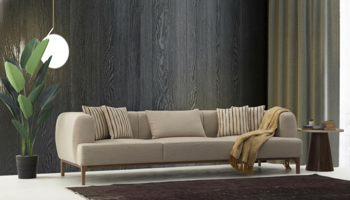 Three-seater sofa, 3-seater sofas, beige fabric, modern living room, luxury, new.