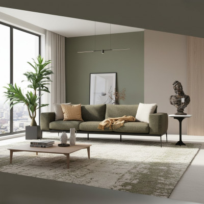 Three-seater Sofa 3-seater Sofas Gray Fabric Living Room Luxury Modern New