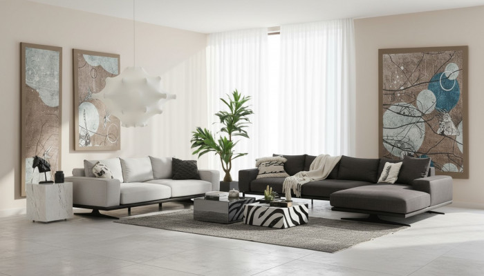 Sofa set corner sofa L-shape two-seater armchair fabric gray 3-piece