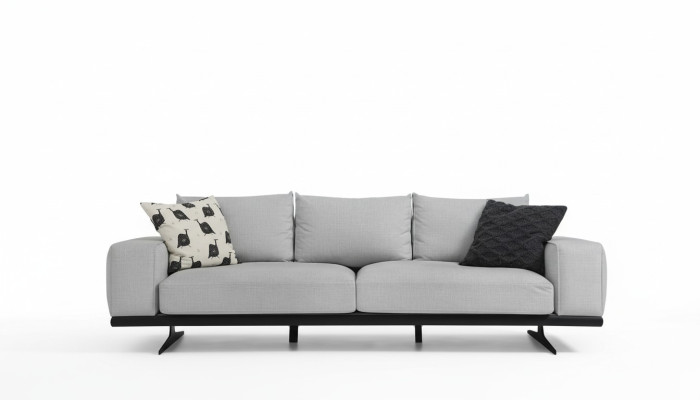 Two-seater sofa 2-seater fabric grey modern design living room polyester