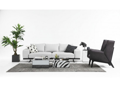 Sofa set Sofa 3-seater Armchair Three-seater Gray Modern Fabric Seat