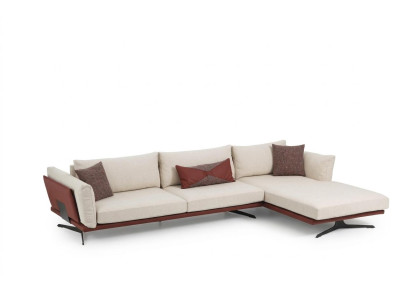 L-shaped sectional sofa beige modern fabric design living room sofa polyester