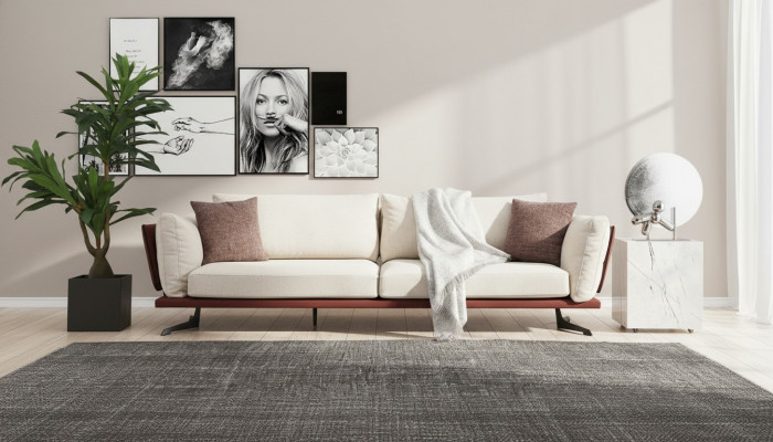 Four-seater sofa, 4-seater, fabric beige, modern design, luxury living room