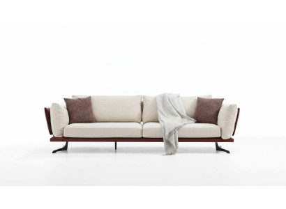 Three-seater sofa, 3-seater, fabric, beige, modern design, living room luxury