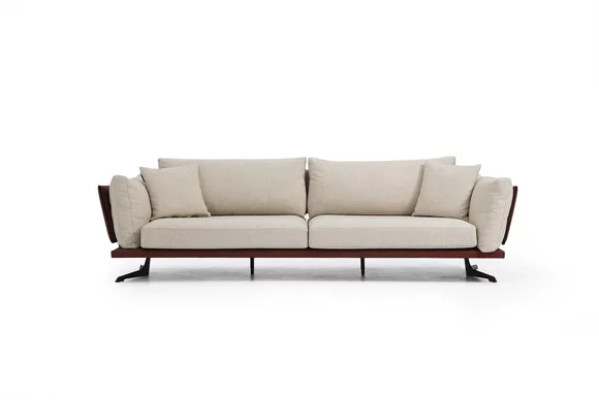 Two-seater sofa 2-seater fabric beige modern design living room luxury