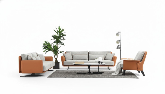 Complete couch set sofa suite sofa 321 seater fabric orange