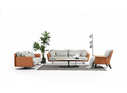Complete couch set sofa suite sofa 321 seater fabric orange