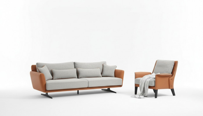 Sofa set 21-seater living room sofa orange fabric armchair two-seater