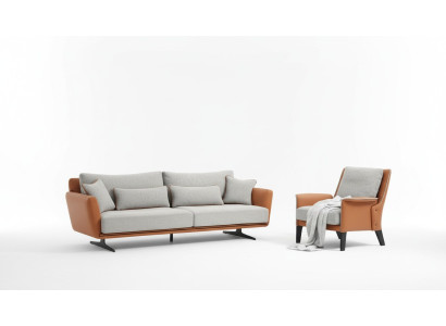 Sofa set 21-seater living room sofa orange fabric armchair two-seater