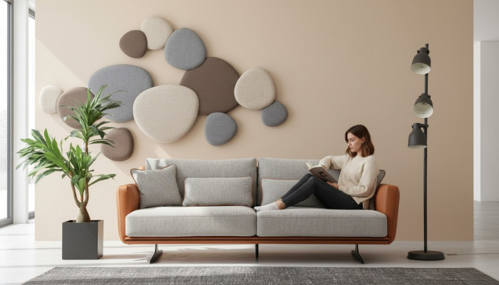 Two-seater sofa 2-seater fabric orange modern design living room gray