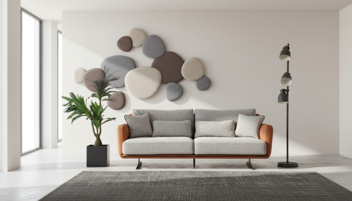 Two-seater sofa 2-seater fabric orange modern design living room gray