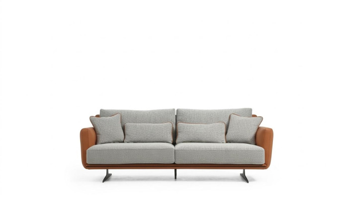 Two-seater sofa 2-seater fabric orange modern design living room gray