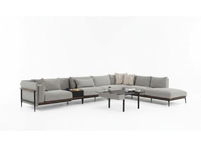 Sectional Sofa L-Shape Sofa Grey Modern Fabric Design Living Room Polyester XXL