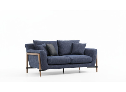 Three-seater sofa, fabric modern sofa design, living room blue.