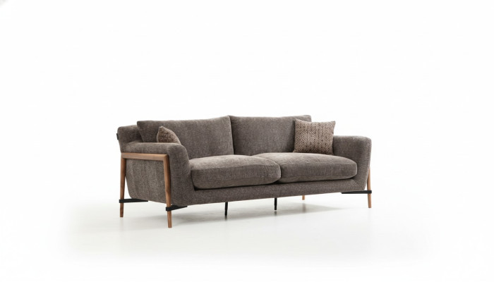 Three-seater sofa, 3-seater fabric, modern sofa design, living room, gray.