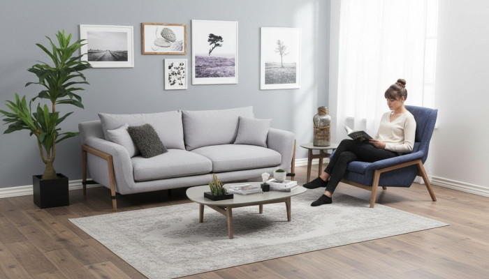 Sofa set 4-seater armchair four-seater fabric sofas modern design gray