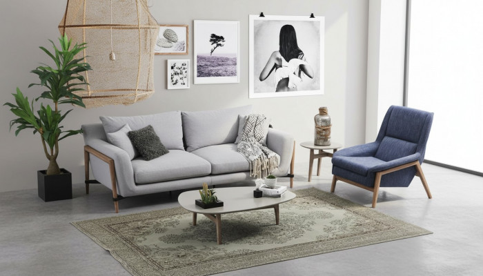 Sofa set 4-seater armchair four-seater fabric sofas modern design gray