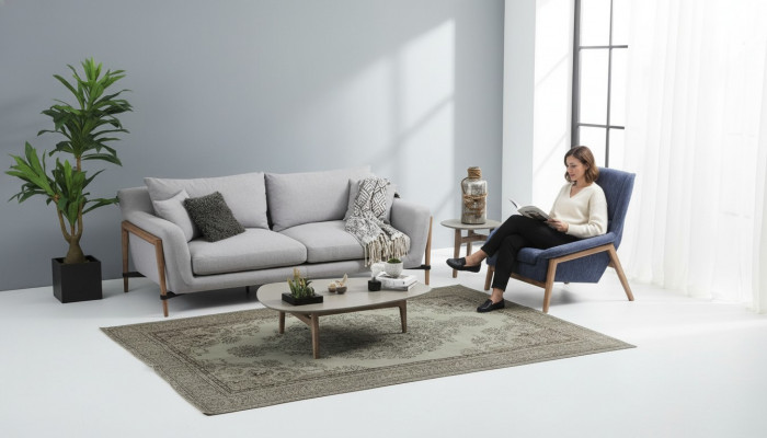 Sofa set 3-seater armchair three-seater fabric sofas modern design gray