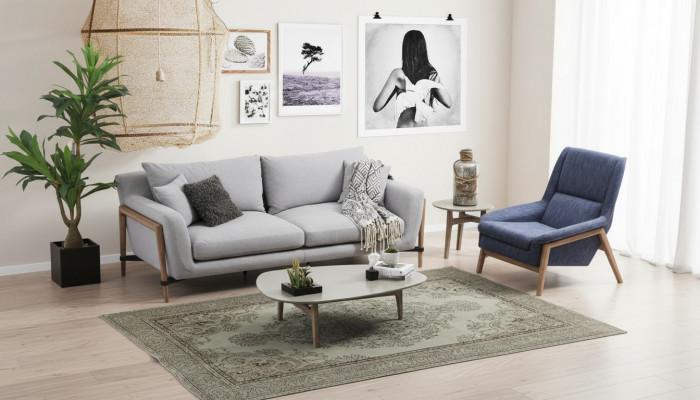 Sofa set 3-seater armchair three-seater fabric sofas modern design gray