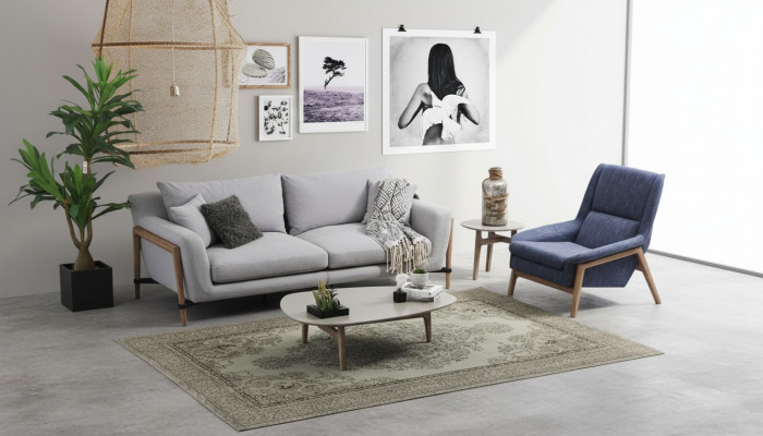 Sofa set 2-seater armchair two-seater fabric sofas modern design gray