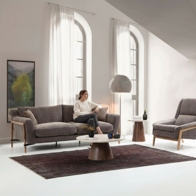Sofa Set 4-Seater Armchair Four-Seater Fabric Living Room Grey