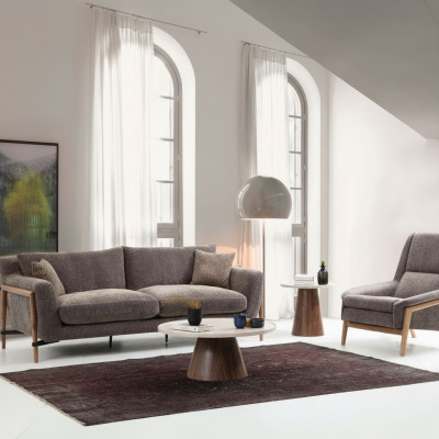 Sofa Set 4-Seater Armchair Four-Seater Fabric Living Room Grey