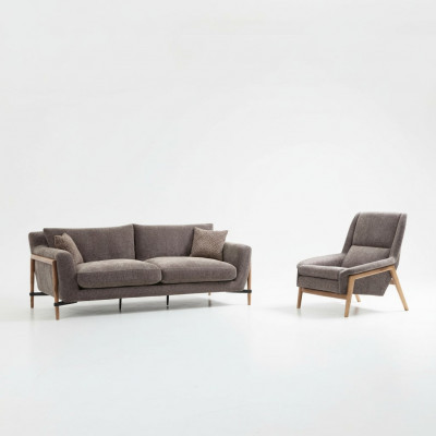 Sofa Set 4-Seater Armchair Four-Seater Fabric Living Room Grey