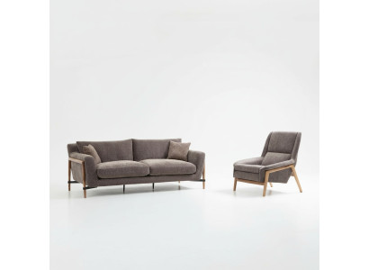 Sofa Set 4-Seater Armchair Four-Seater Fabric Living Room Grey