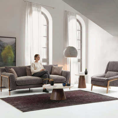Sofas Sofa Set 3-Seater Armchair Three-Seater Fabric Living Room Gray