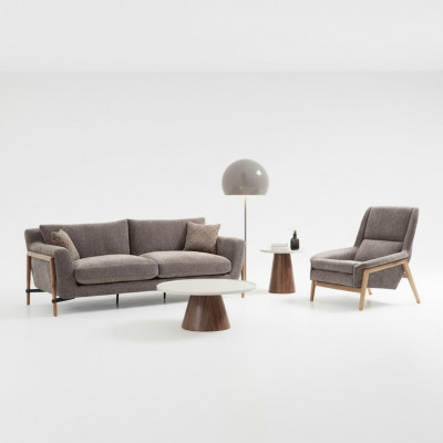 Sofas Sofa Set 3-Seater Armchair Three-Seater Fabric Living Room Gray