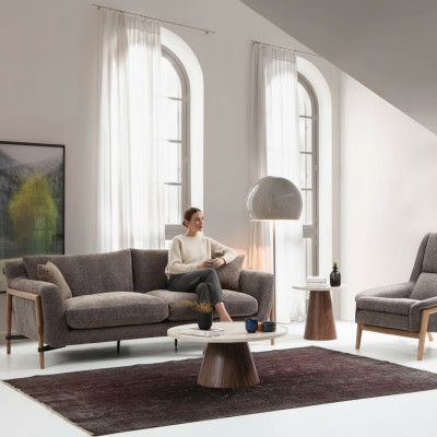 Sofas Sofa Set 2-Seater Armchair Two-Seater Fabric Living Room Gray