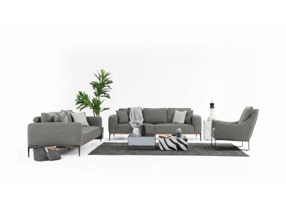 Complete couch set sofa set 3-2-1 seater fabric set grey