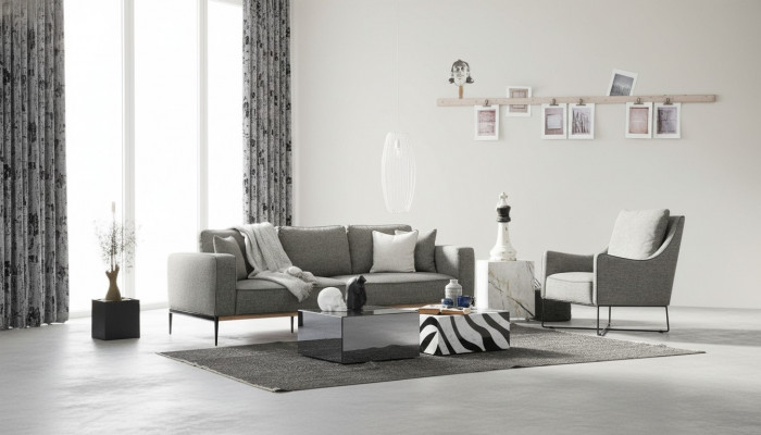 4-seater sofa set armchair four-seater fabric sofas modern design gray