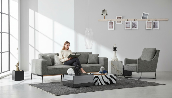 Sofa set 3-seater armchair three-seater fabric sofas modern design gray