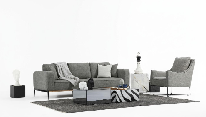 Sofa set 3-seater armchair three-seater fabric sofas modern design gray