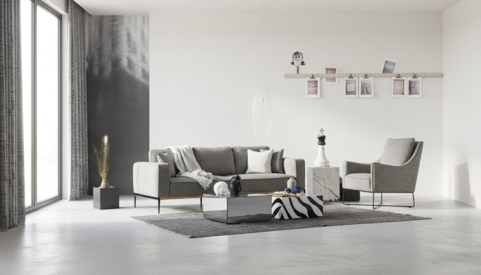 Two-seater living room set armchair double-seater fabric sofas modern design gray