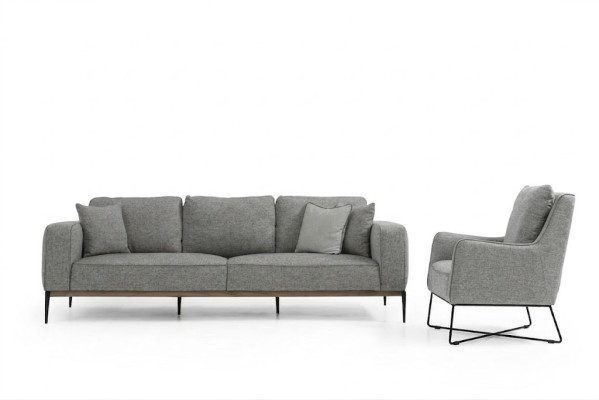Two-seater living room set armchair double-seater fabric sofas modern design gray