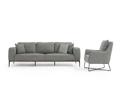 Two-seater living room set armchair double-seater fabric sofas modern design gray