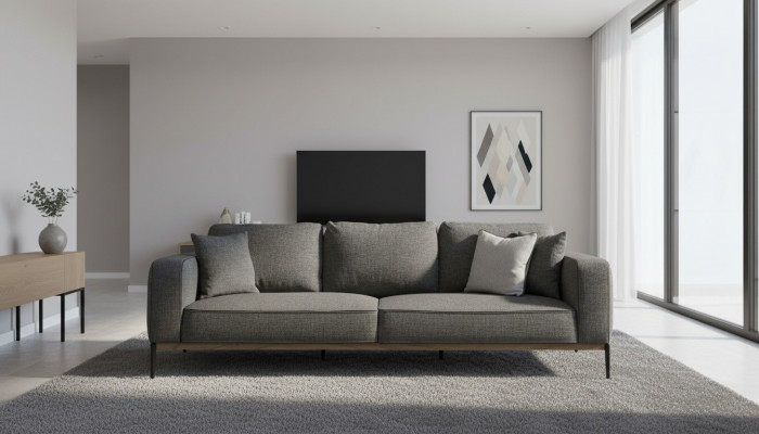 Two-seater sofa 2-seat fabric sofas modern design living room gray