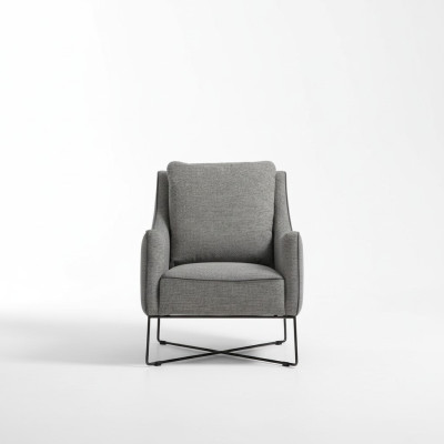 Armchair Wingback Chair Fabric Cocktail Chair Living Room Modern Gray