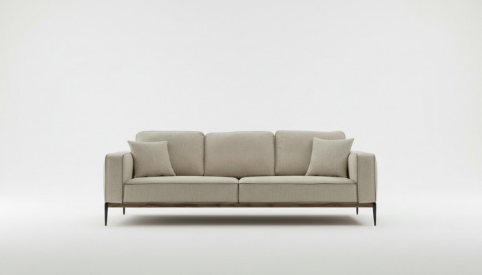 Four-seater sofa, fabric sofas, modern design, living room, beige.