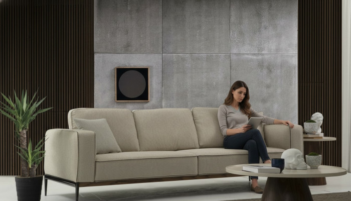 Sofa three-seater 3-seater fabric modern sofa design living room beige