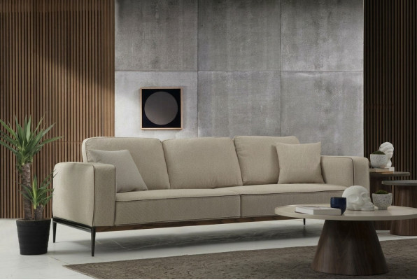 Sofa three-seater 3-seater fabric modern sofa design living room beige