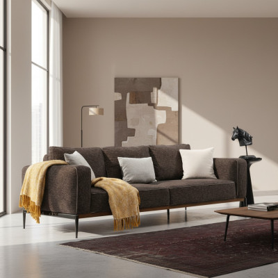 Three-seater sofa 3-seater fabric modern sofa design living room gray