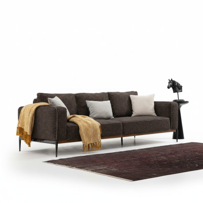 Three-seater sofa 3-seater fabric modern sofa design living room gray
