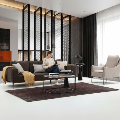 4-seater sofa set, armchair, four-seater, gray fabric sofas, modern design