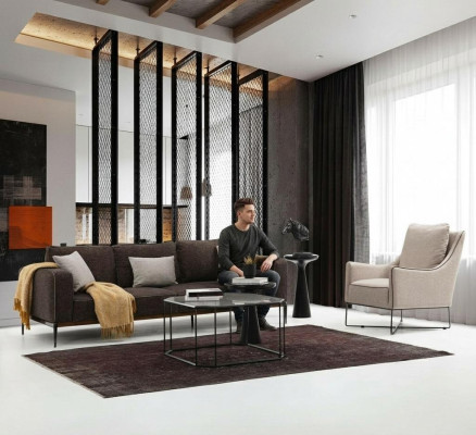 Three-seater sofa set armchair three-seater gray fabric sofas modern design