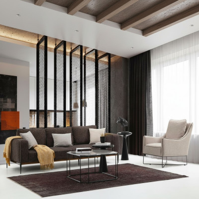 Sofa set 2-seater armchair two-seater gray fabric sofas modern design