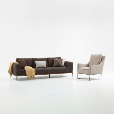 Sofa set 2-seater armchair two-seater gray fabric sofas modern design