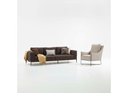 Sofa set 2-seater armchair two-seater gray fabric sofas modern design
